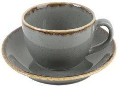 Чашка чайная 320 мл с блюдцем Porland Seasons Dark Gray