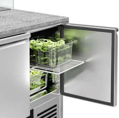 Стіл для піци саладета зі склом 240 л, 2 двері GGM Gastro SAG97OG#GSG97E