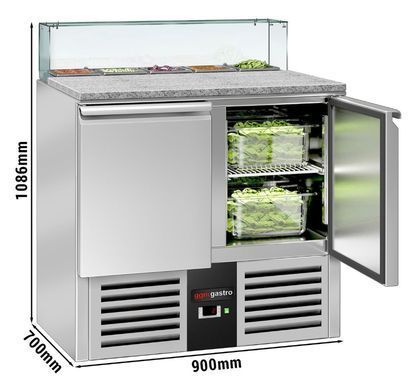 Стіл для піци саладета зі склом 240 л, 2 двері GGM Gastro SAG97OG#GSG97E
