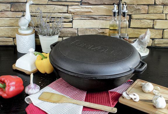 Чугунная сковорода WOK с крышкой 8 л