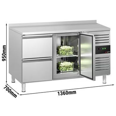 Холодильный стол 282 л, 2 ящика, 1 дверь, с бортом ECO GGM Gastro KTS147AND#1T#2S