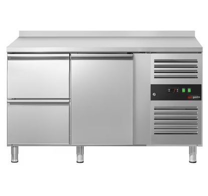 Холодильный стол 282 л, 2 ящика, 1 дверь, с бортом ECO GGM Gastro KTS147AND#1T#2S