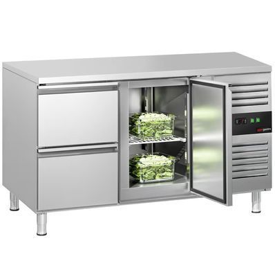 Холодильний стіл 282 л, 2 шухляди, 1 двері без борта ECO GGM Gastro KTS147ND#1T#2S