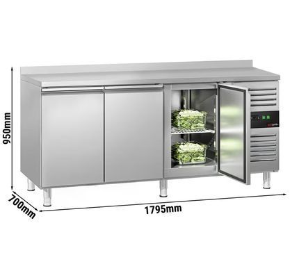 Холодильний стіл 294 л, 3 двері, з бортом ECO GGM Gastro KTS187AND