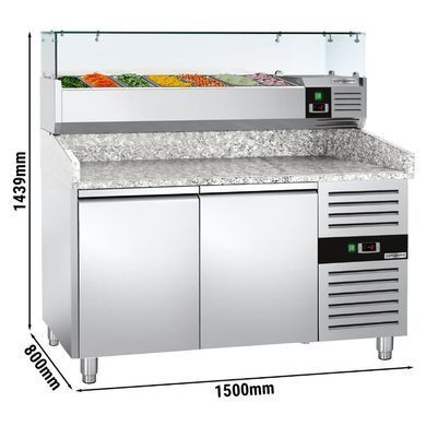 Стіл для піци 390 л з настільною вітриною, 2 двері GGM Gastro POS158ND#AGG153ND