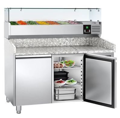 Стіл для піци 390 л з настільною вітриною, 2 двері GGM Gastro POS158ND#AGG153ND