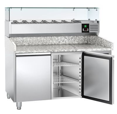 Стіл для піци 390 л з настільною вітриною, 2 двері GGM Gastro POS158ND#AGG153ND