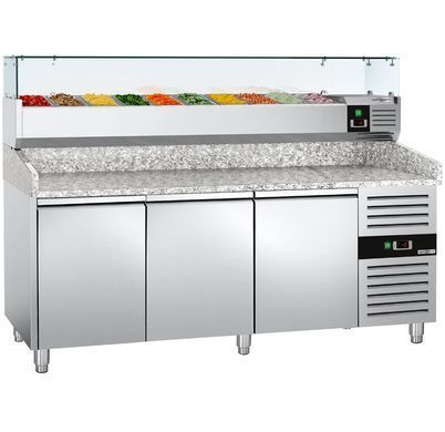 Стіл для піци 580 л з настільною вітриною, 3 двері GGM Gastro POS208ND#AGG203ND