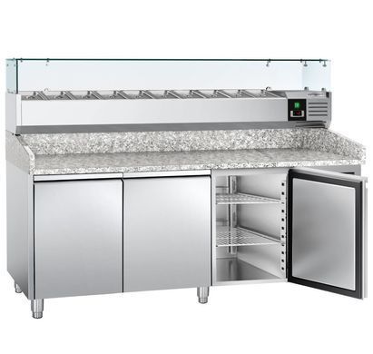 Стіл для піци 580 л з настільною вітриною, 3 двері GGM Gastro POS208ND#AGG203ND