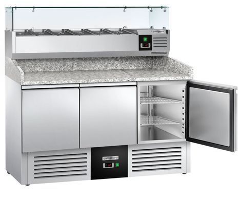 Стіл для піци 368 л з настільною вітриною, 3 двері GGM Gastro POG147ND#AGG143ND