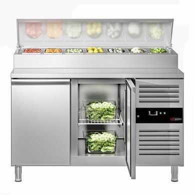 Стіл для піци 282 л, саладета 7xGN 1/3, 2 двері GGM Gastro ZBG157ND