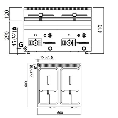 Фритюрниця газова 8+8 л GGM Gastro GFB663T-8+8