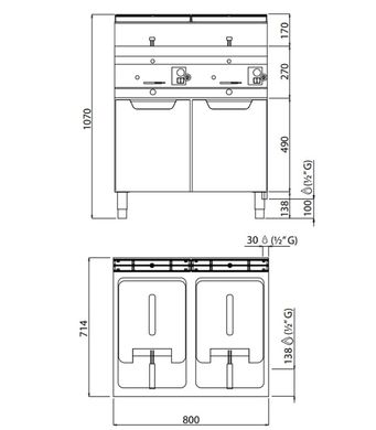 Фритюрниця газова 10+10 л GGM Gastro GFB873T-10+10 стаціонарна